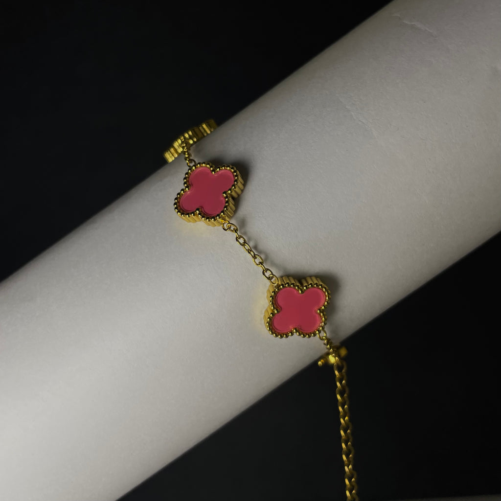 Dark Pink Clover Bracelet