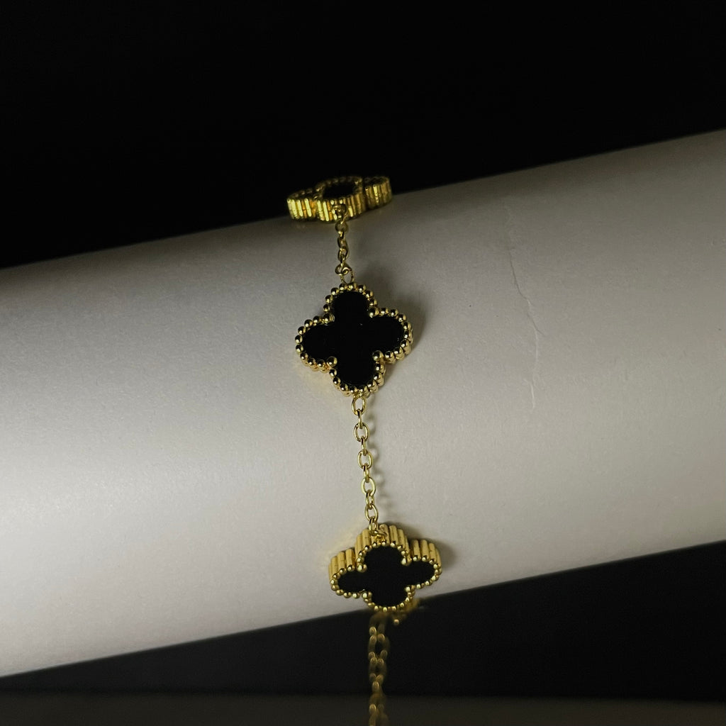 Midnight Black Clover Bracelet