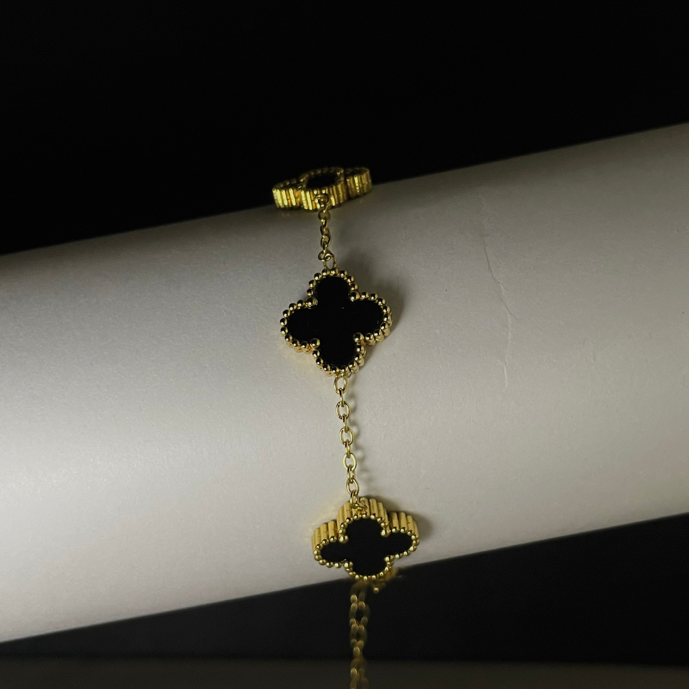 Midnight Black Clover Bracelet