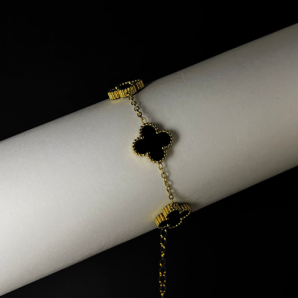 Midnight Black Clover Bracelet
