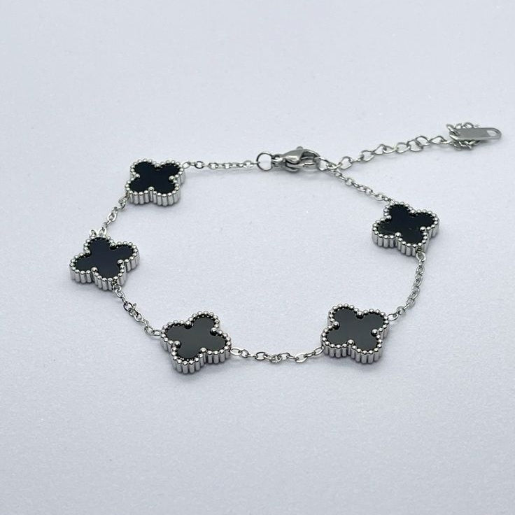 Onyx Clover Bracelet
