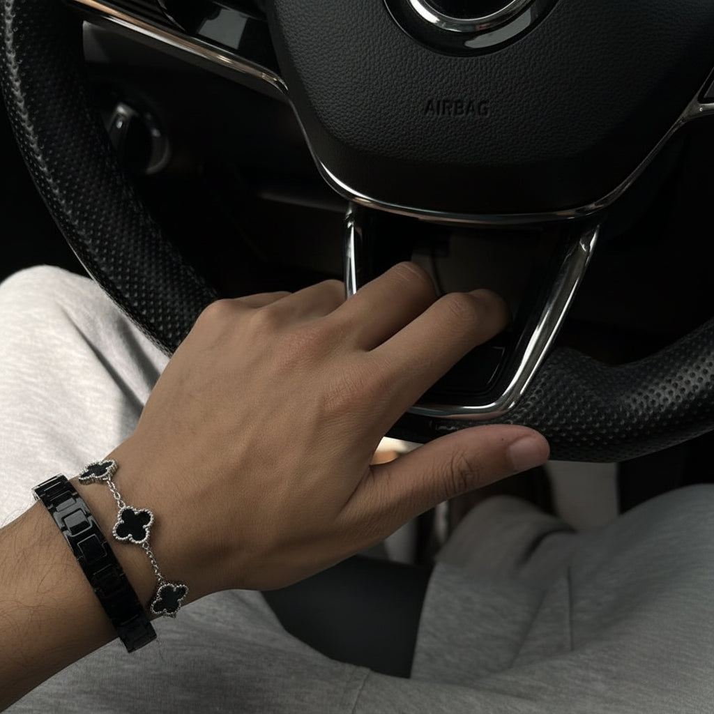 Onyx Clover Bracelet